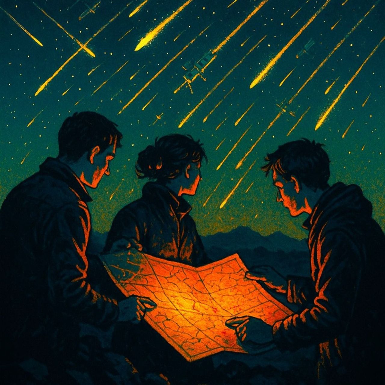 "Navigators use a paper map as satellites collide"