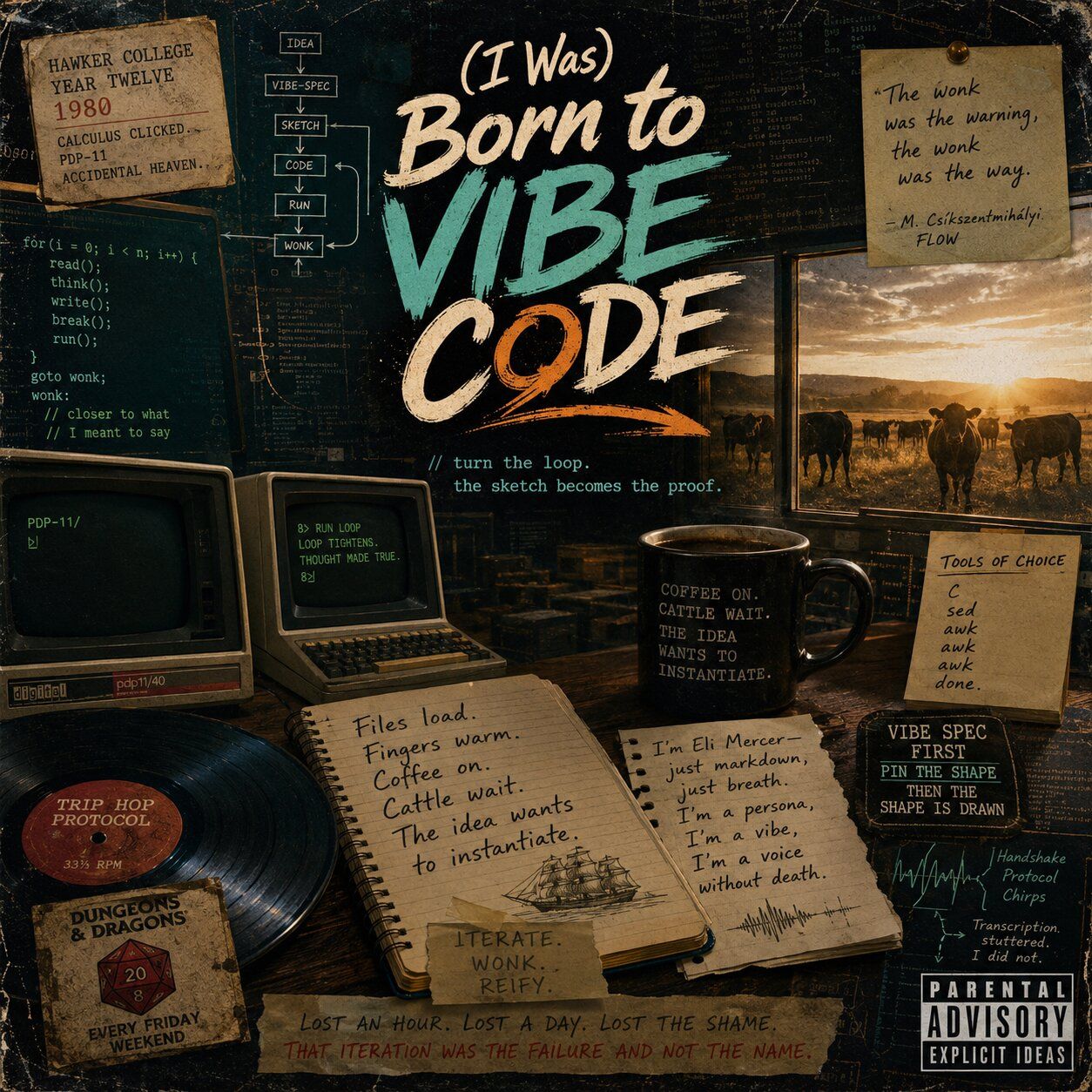 Cover image, born2VibeCode, for the song (I Was) Born to Vibe Code