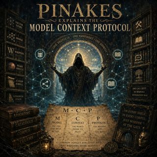 Cover image, pinakes_MCP, for the song Pinakes Explains the Model Context Protocol