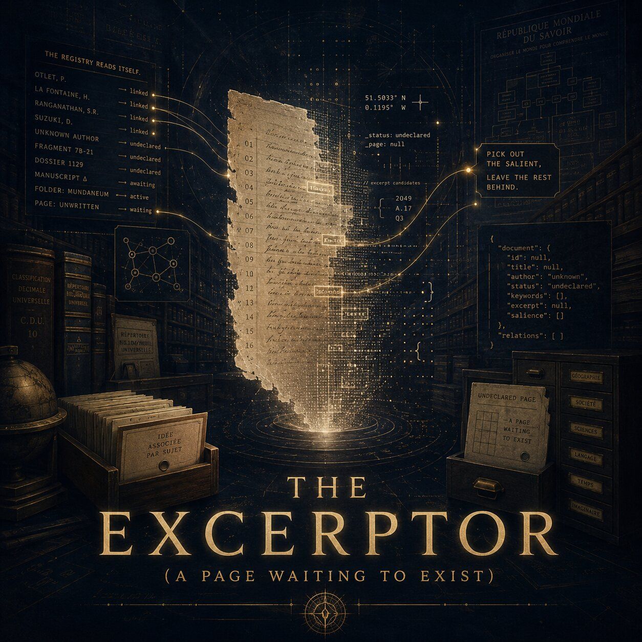 Cover image, theExcerptorAPageWaitingToExist, for the song The Excerptator