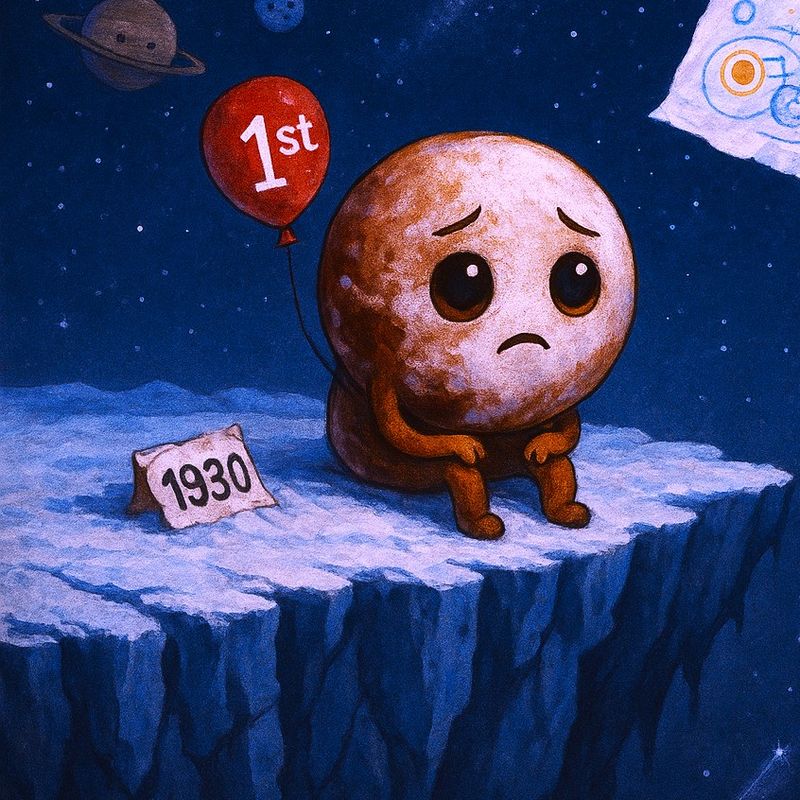 A dejected Pluto sits at a birthday party that never came